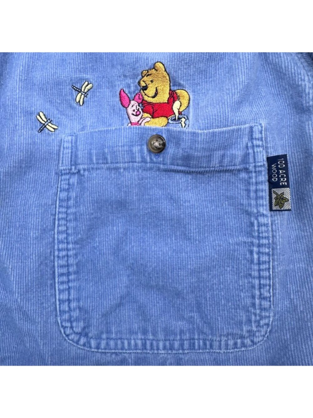 Vintage Disney Winnie The Pooh Embroidered Corduroy Shirt XL 1990s Blue Tigger - Picture 4 of 10